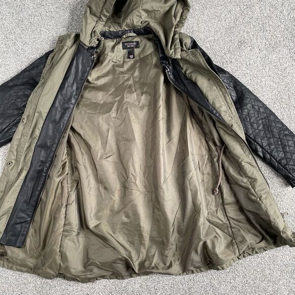 Victoria’s Secret Women’s Jacket Coat Olive Green Removable Hood Size Medium - Picture 4 of 9